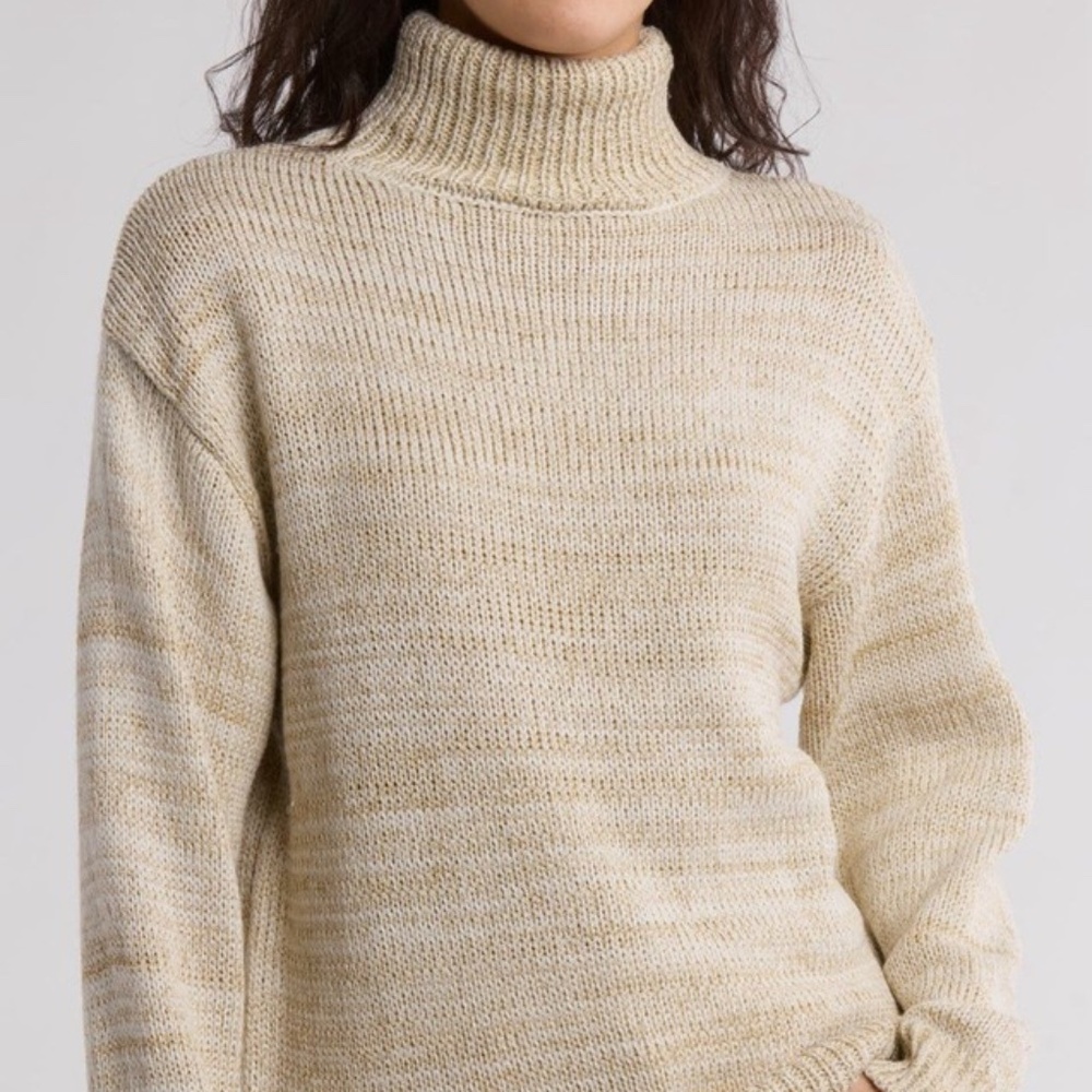 Joe's Jeans Lurex Sweater Women's Size Small Gold And Cream Metallic Turtleneck